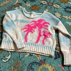 Anthropologie palm tree beach boatneck sweater